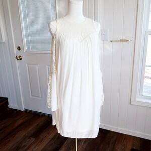 Keren Hart Womens Cold Shoulder Shift Dress Size S Cream Fairy Cottagecore Beach